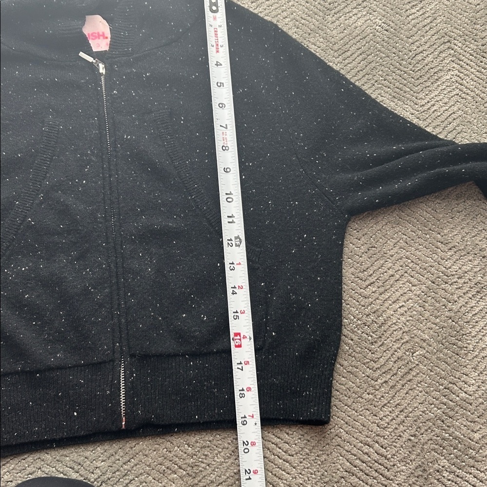 Crush Cashmere Rio Zip-Up Hoodie-100% Cashmere Black Cropped Sweater (Size XS) - Picture 10 of 13